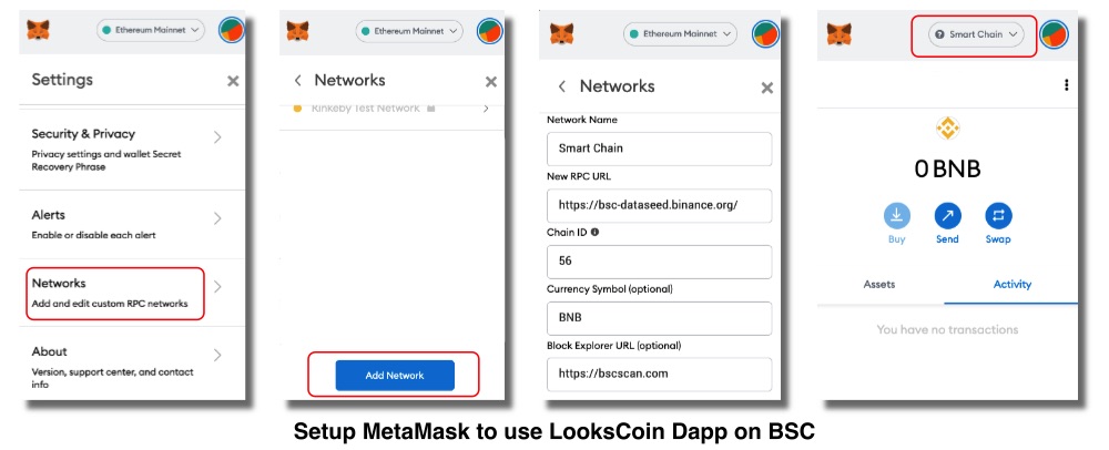 LooksCoin custom connect